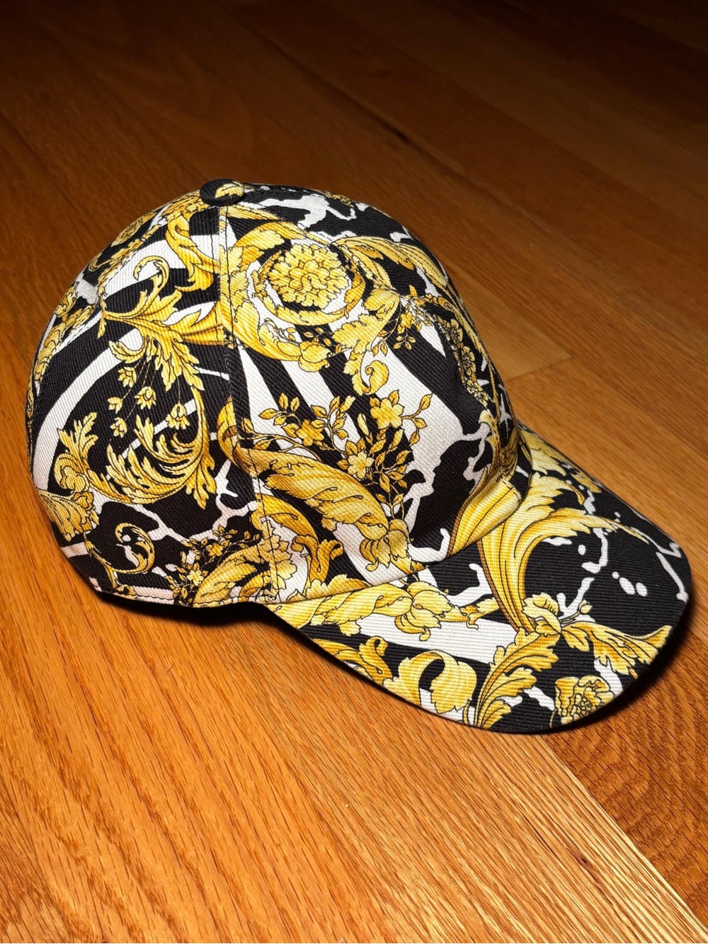 Versace Gold Hibiscus & Baroque Adjustable Baseball Hat